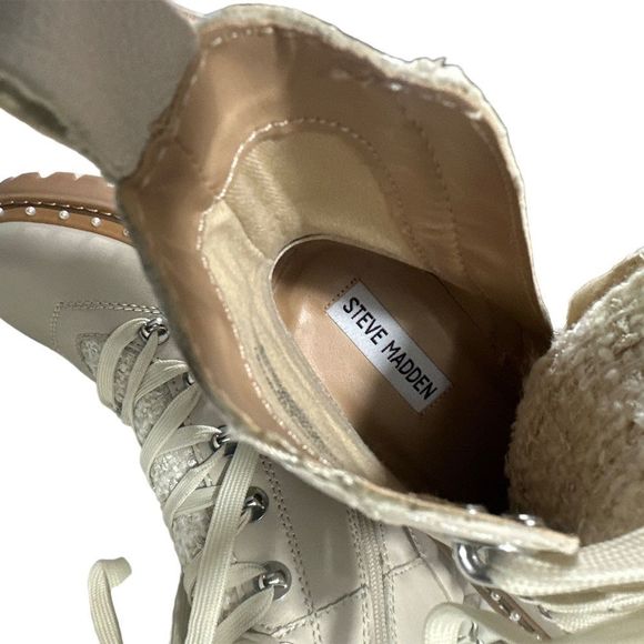 NWT Steve Madden Rainier Bone Multi Leather Lace-Up Platform Ankle Boots… - Picture 10 of 10